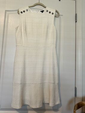 Ann Taylor Ivory Textured Sleeveless Shift Dress